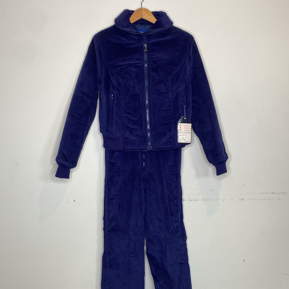 Deadstock Obermeyer Women’s Blue Corduroy 2 Piece Winter Coat And Overalls Large